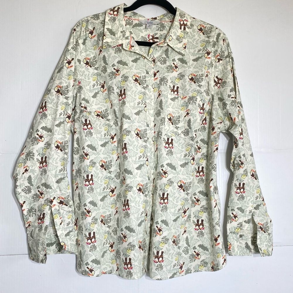J-1#1 Croft size 2X long sleeve button-down blouse, Nautica animal print